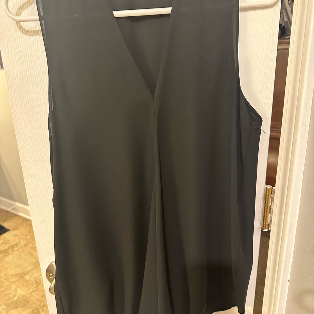 Olivaceous Black V-Neck Blouse
